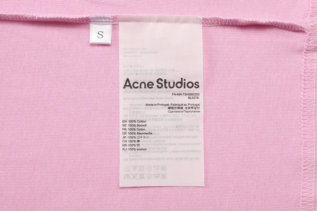 Acne Studios 2026 New Arrival logo Same Style t 100％ 32 ：Pink Size：XS S M L